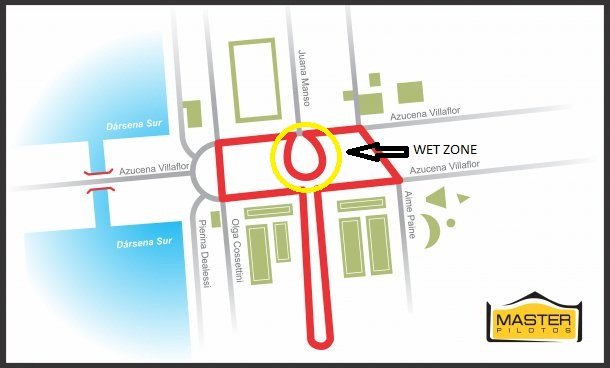 Como vemos la superficie marcada de amarillo sera la "Wet Zone"