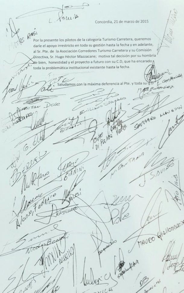 La carta de los pilotos.