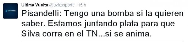 Pisa quiere que el Pato corra en el TN 