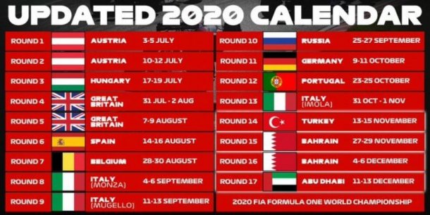 Listo el calendario 2020